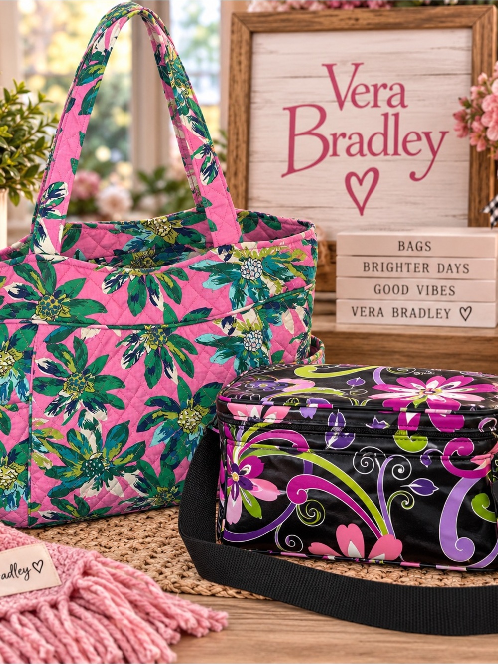 Vera Bradley Tropical Paradise Tote + Purple Punch Cooler Bundle 🌸 - Picture 2 of 9